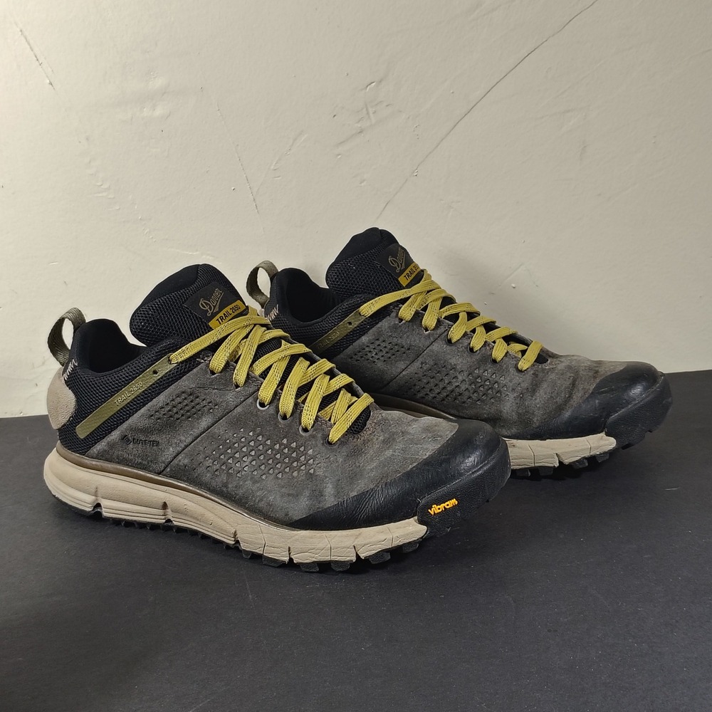 Danner Trail 2650 GTX Mens 8 Black Olive Flax Yellow Suede Gore-Tex Hiking Shoes
